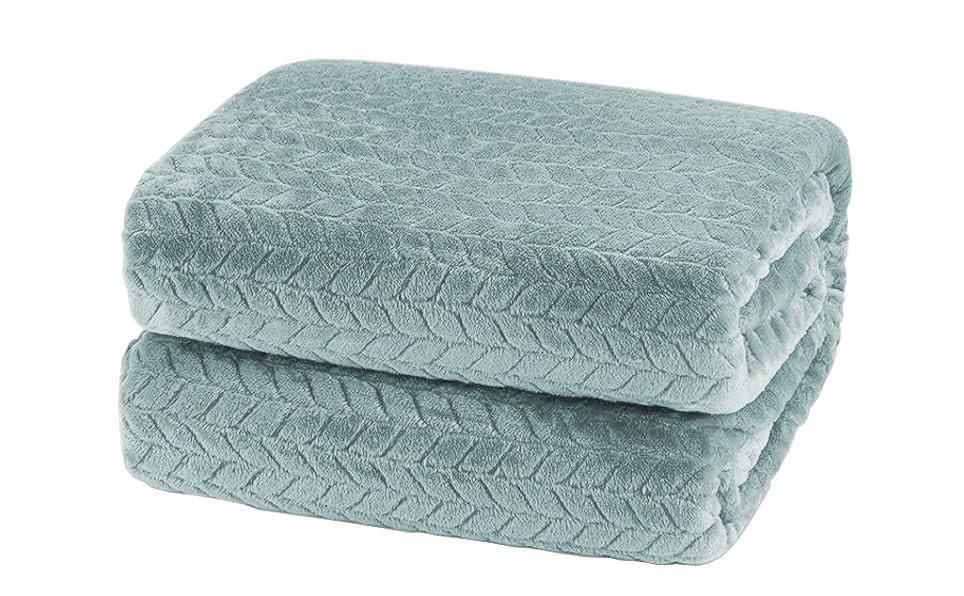 A Brand New - Umi Premium Plush AC Blanket - Lightweight Luxurious Soft Leaf Flannel Blanket, Super Soft Cozy and Comfy for Couch - (Double - 228 x 228 CM, Light Blue)| TC - 200 Kafalo