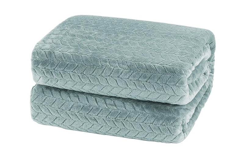 A Brand New - Umi Premium Plush AC Blanket - Lightweight Luxurious Soft Leaf Flannel Blanket, Super Soft Cozy and Comfy for Couch - (Single - 139 x 228 CM, Light Blue)| TC - 200
