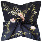 Ciroq Women's Printed Shiny Arabian Style Luxury Floral Pattern Satin Silk Head Scarf - Neck Scarf (Square)