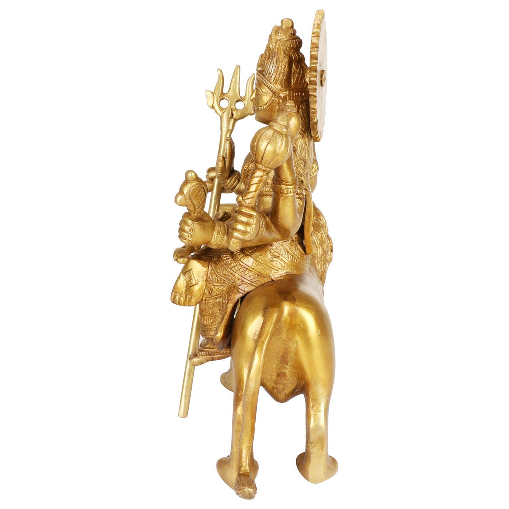 SVARUP Brass Maa Durga Idol Sitting On Lion Ma Sherwali Murti Vaishno Devi Statue for Home Mandir Gift Navratra Puja 9.5 Inch Gold Color