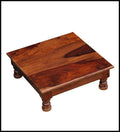 SAAMENIA FURNITURES Solid Sheesham Wooden Chowki for Home Pooja Temple - Maple Finish
