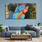 VIBECRAFTS Canvas Paintings for Living Room Drawing Room Radha Krishna With Flute Canvas Wall Painting Fitted With Wooden Frame For Home | Office | Living Room | Gift (PTVCH_2473)