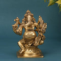 Artavrko Brass Ganesha with Goddess Sri Shakti Ganapati God Statue for Home Decor Puja and Gift Height 3.5 Inch