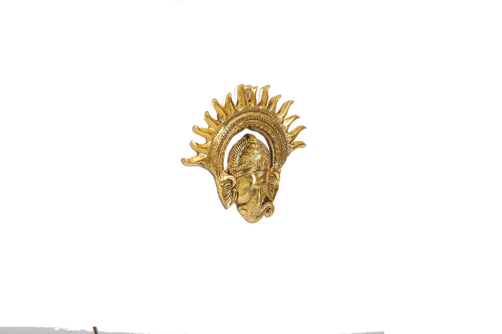 Prince Home Decor & Gifts Metal Golden Ganesha Wall Hanging Sculpture Lord Ganesh Idol Ganpati Lucky Feng Shui Wall Decor Arts,Religious Idol,Showpiece Figurines.