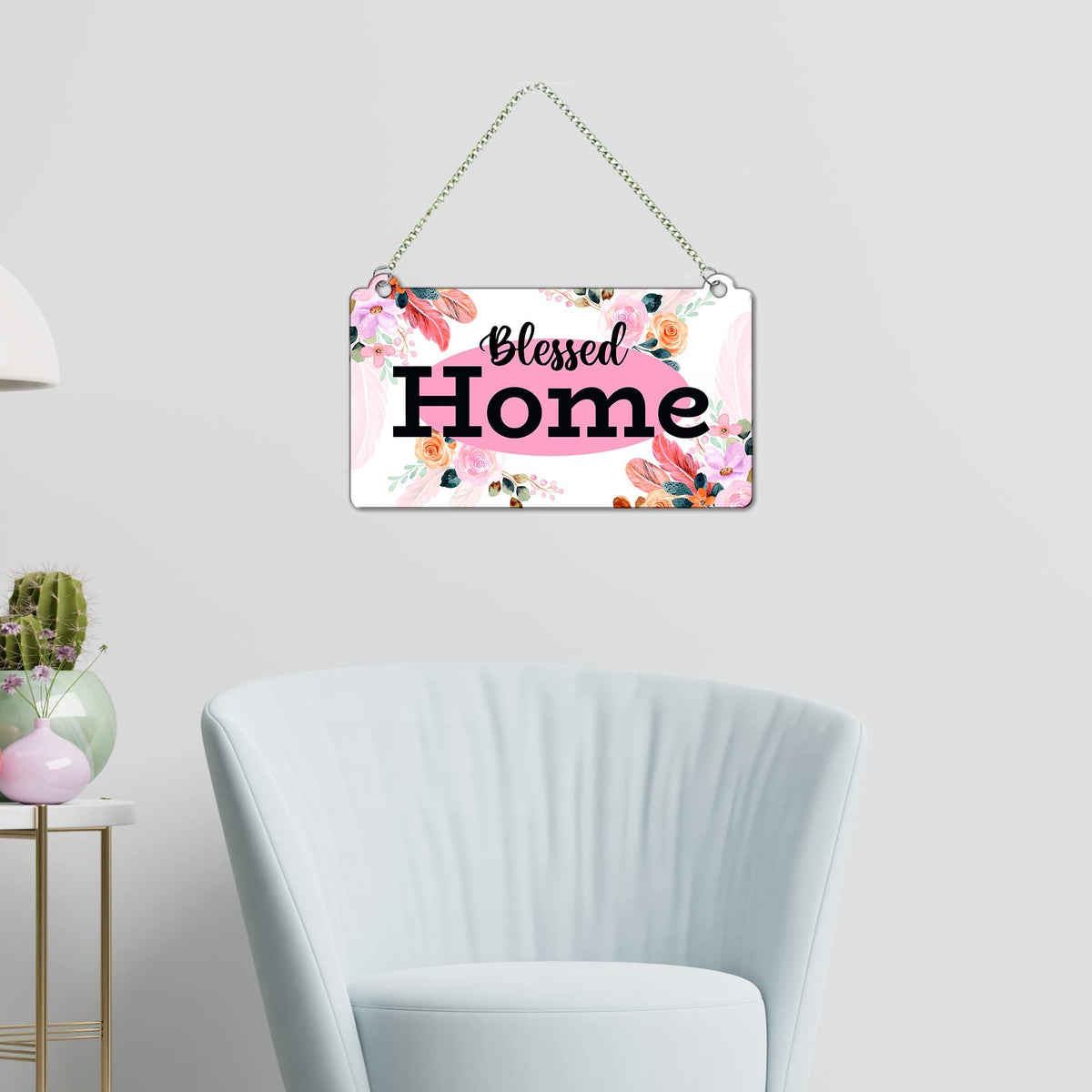 Artvibes Blessed Home Decorative Wall Art MDF Wooden Wall Hanger for Living Room | Quotes Decor Item | Home Quotes Wall Art | Modern Decor Item | Wall Poster | Mdf Wall Decoration for Office(WH_3510N)