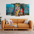 VIBECRAFTS Hindu Radha Krishna Wall Painting Set of Five For Home|Office|Living Room|Gift (PTVC5Pcs2_6552)