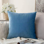 Khooti Velvet Cushion Cover, 16x16 Inch | Ice Blue | Pack of 1 | Solid Plain Soft & Smooth, Decorative Cushion Covers for Living Room, Bedroom, Couches, Chairs, Sofas, Beds & Home Decor