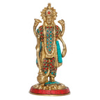 ARTVARKO Brass Narayana Murti for Home Puja Handmade Standing Vishnu Idol Showpiece Figurine Height 7.5 Inches