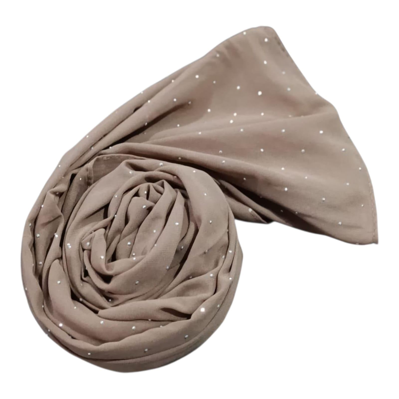 Premium Rhinestone Hijab | Korean Georgette | 70 x 30 Inch | Sparkle Scarf for Women | Soft & Lightweight Fabric (NUDDISH)