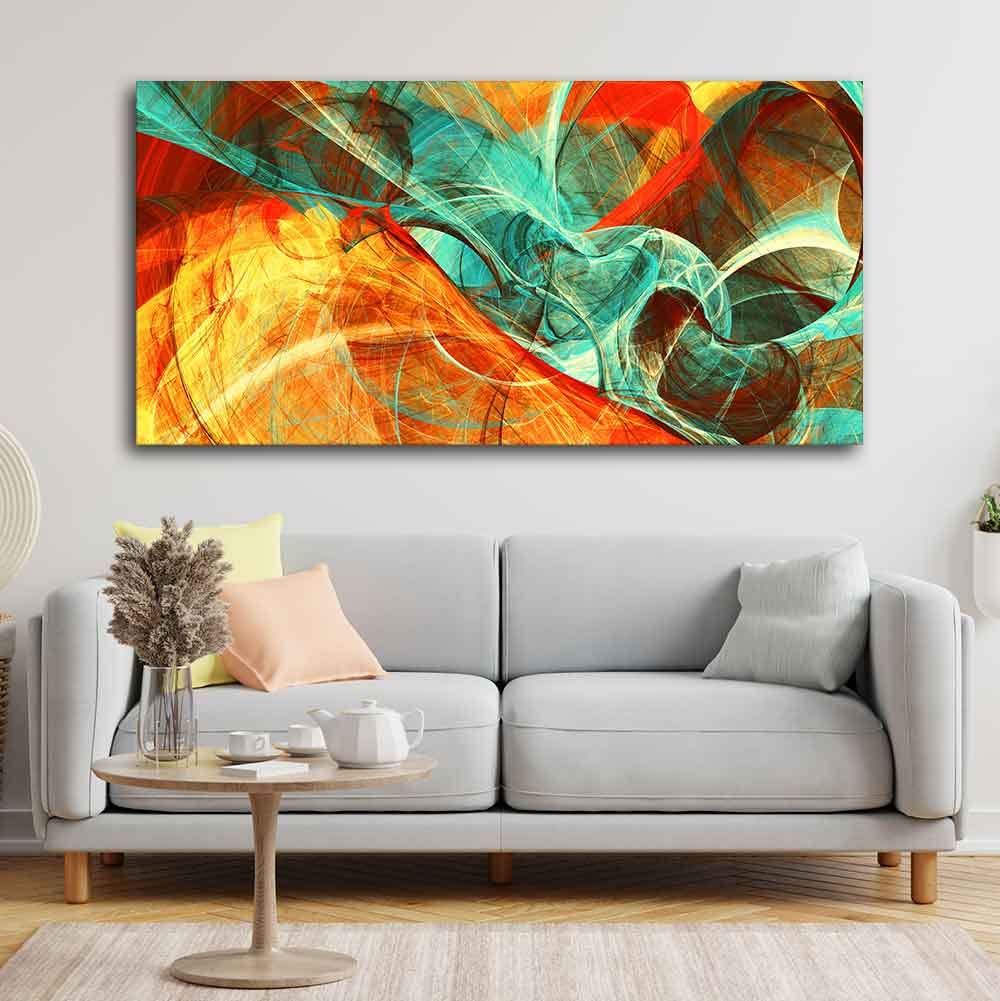 VIBECRAFTS Canvas Paintings for Living Room Drawing Room Colorful Abstract Art Canvas Wall Painting Fitted With Wooden Frame For Home | Office | Living Room | Gift (PTVCH_2464N)