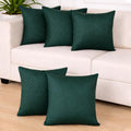 STITCHNEST Quilted Velvet Cushion Covers Set of 5 | Soft Green | 18x18 Inches | Premium Sofa & Living Room Décor