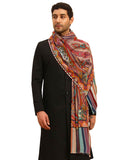 Pashmoda Men Rangdil 100% Pure Wool Fabric Kalamkari Embroidered Stole (Size-28x80in, 71x203cm) MKAST02