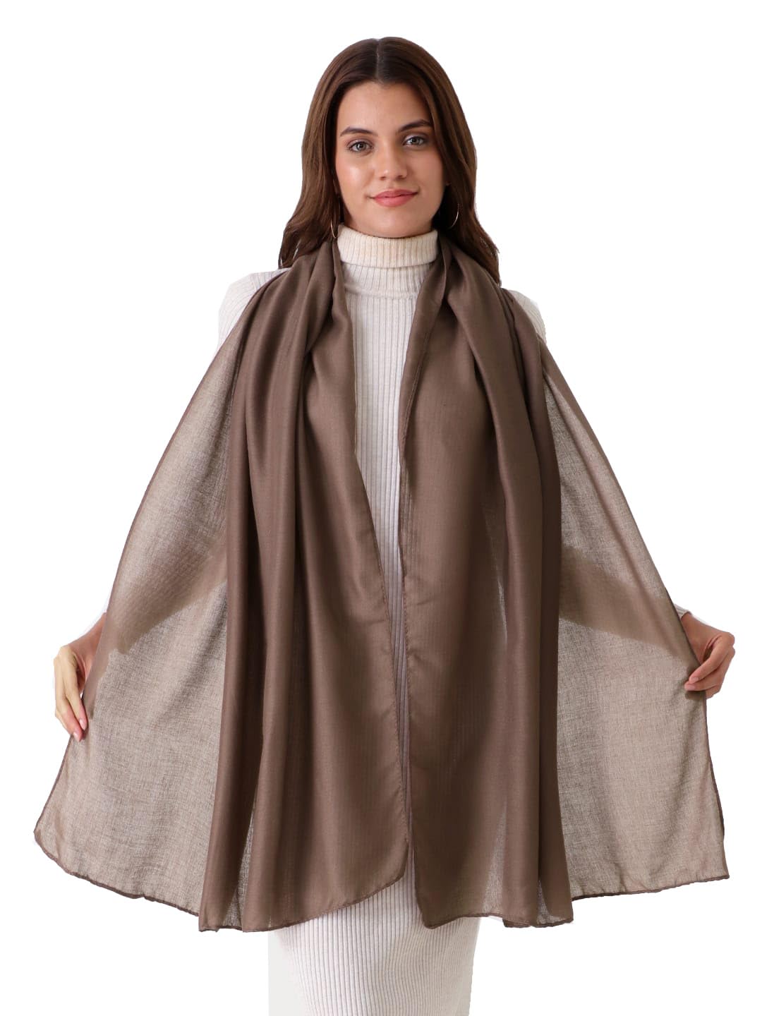 Beau Design Scarf, Lightweight Shawl Wrap for Women, Multiple Colours Available (Brown)