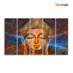 VIBECRAFTS Gautam Buddha Head Wall Painting of Five Pieces For Home|Office|Living Room|Gift (PTVC5Pcs4_8635)