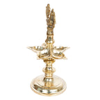 ARTVARKO Brass Bird Traditional Peacock 5 Wick Diya Oil Lamp Table Decor Diyas for Pooja Religious Diwali Gifts with Stand for Home Puja Temple Showpiece 12 Inch
