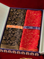 Pashmoda His and Her Gift Set of Kaani Stoles With Wooden Gift Box