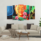 VIBECRAFTS Spiritual Gautam Buddha Wall Painting Set of Five Pieces For Home|Office|Living Room|Gift (PTVC5Pcs2_6568)