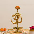 ATRANGI STUDIO Om Iron Tealight Holder | Handcrafted Festive Decor | Designer Tealight Candle Holder | Hold 3 tealight Candles | Perfect for Pooja Shelf, Side Table & Gifting | 13 Inch