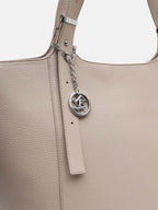 Kazo Kayra Tote | Premium Faux Leather Handbag for Women | Structured Minimalist Shopper with Charm Detail | Taupe | Fits 13 Laptop