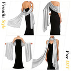 SANNIDHI Satin Stole for Women Champagne Silver Elegant 78x27inch