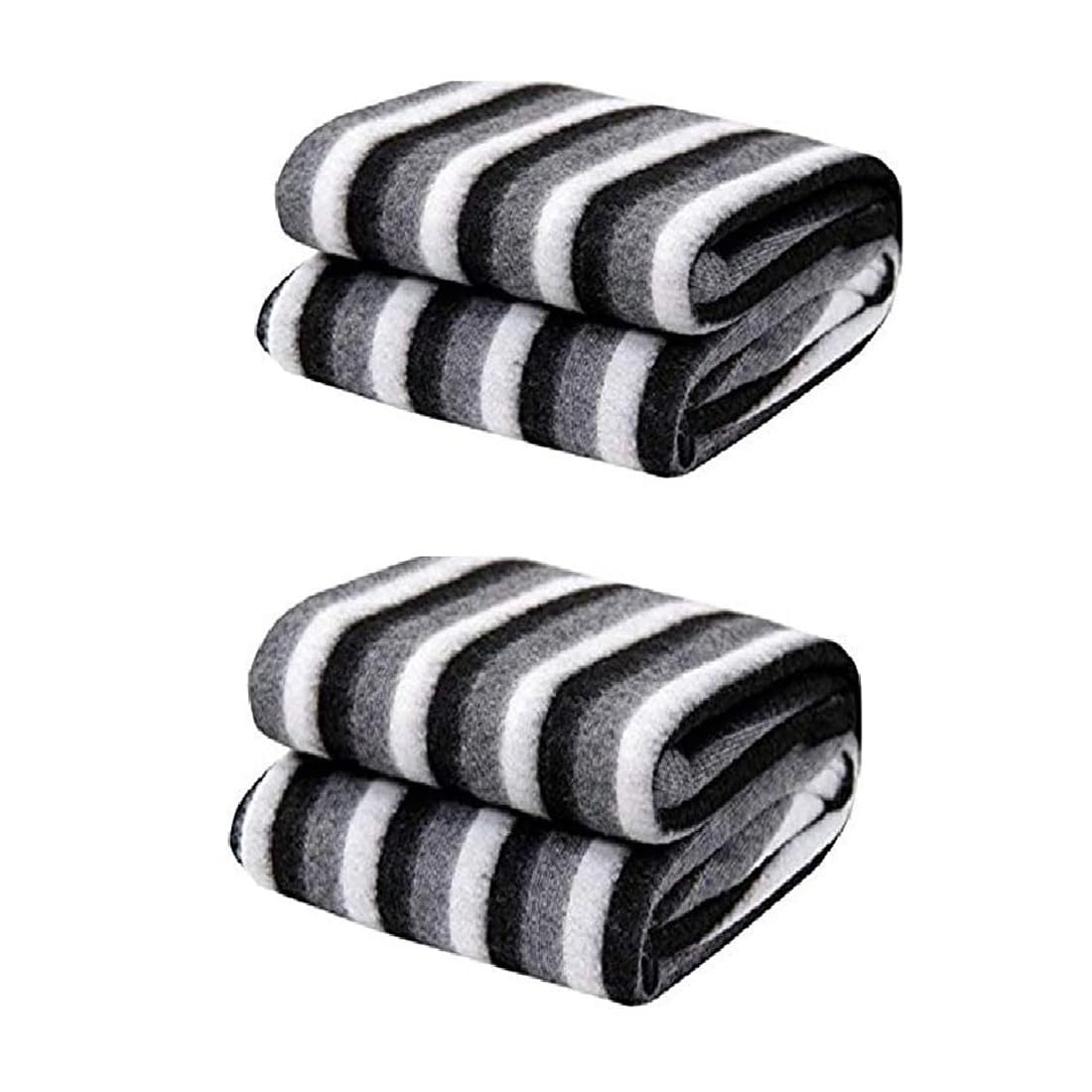 STARNSTYLE 300 TC All Season Light Weight Striped Polar Fleece Double Bed Donation Blanket (230 x 230 cm Pack of 2 Kafalo