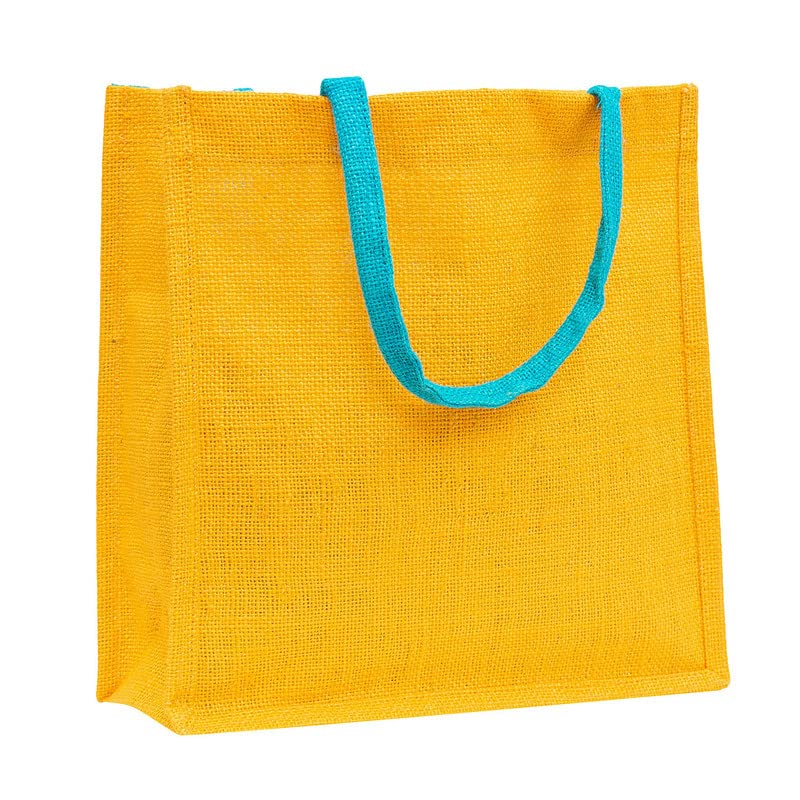 JUTEKA Multicolor jute bag for Lunch, Office, Grocery, Shopping with padded cotton handles