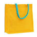 JUTEKA Multicolor jute bag for Lunch, Office, Grocery, Shopping with padded cotton handles