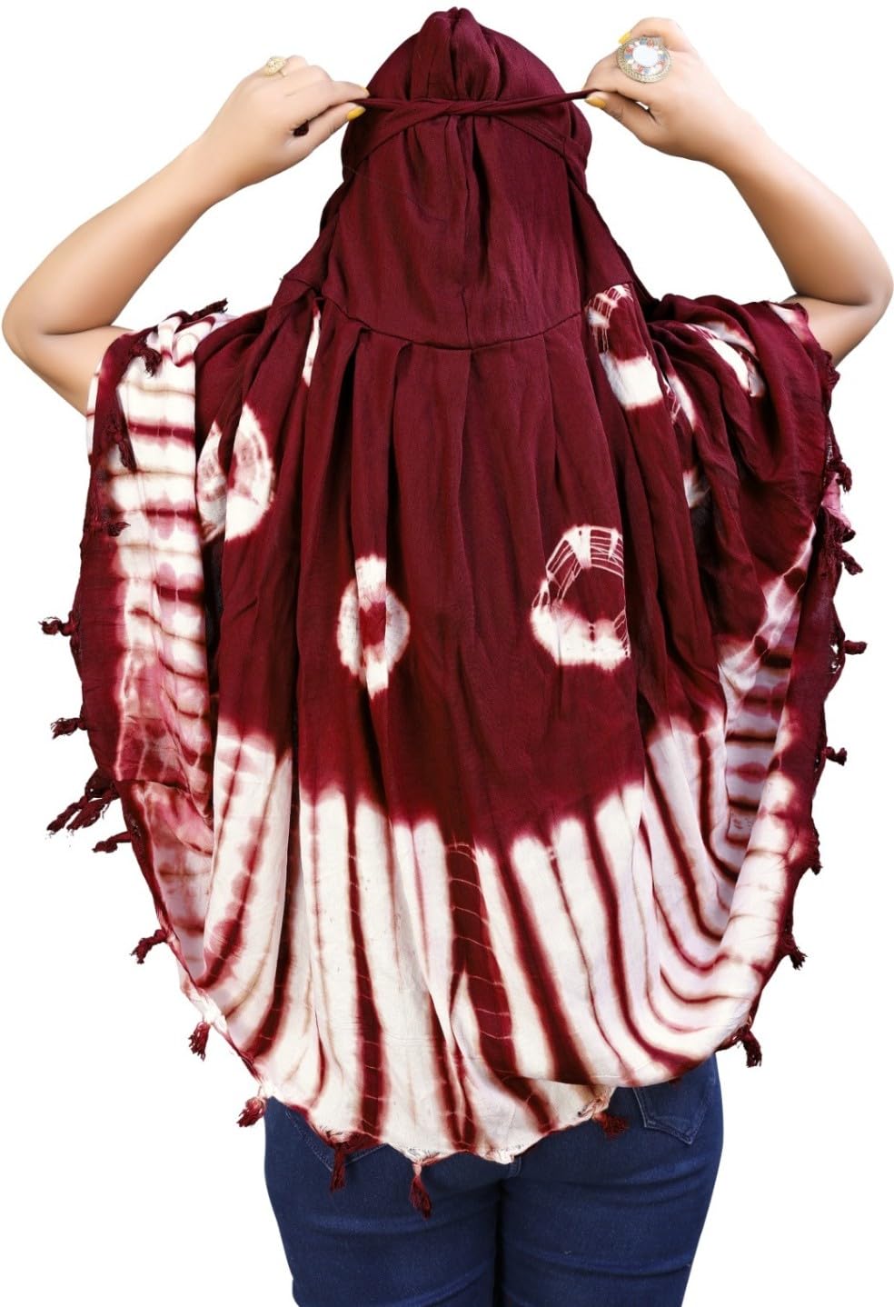 HETVIN Female Cotton Long Scarf Cum Mask Scarves Usable for Vehicle Driver | White Printed Design Fabric | Universal Size | Soft & Breathable Sun Protection | For Girl & Women (Jiya - Maroon)