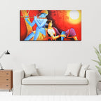 VIBECRAFTS Canvas Paintings for Living Room Drawing Room Radha Krishna with Flute Canvas Wall Painting for Homedecore|Office|Gift|Livingroom|Bedroom(PTVCH_2399NV)(48 x 24 Inches)