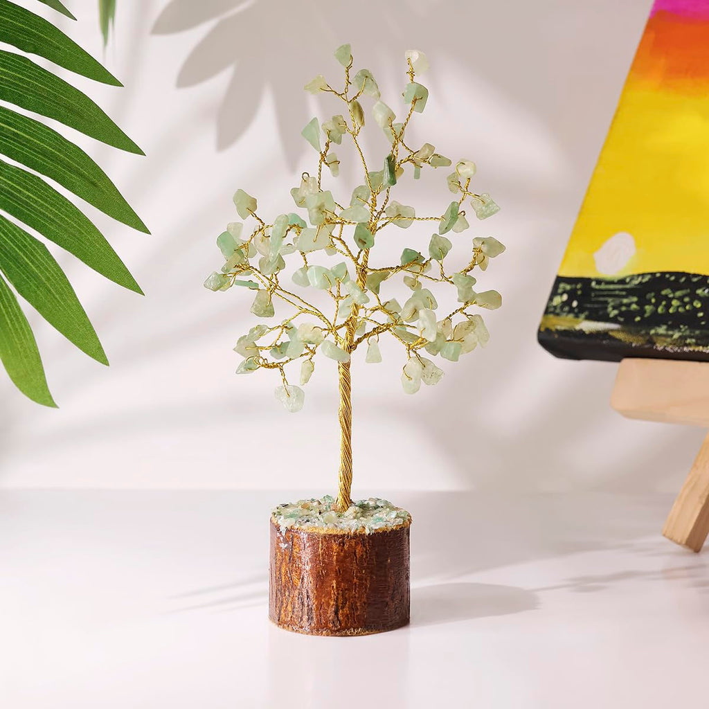 Shubhanjali Green Aventurine Crystal Tree with 100 Beads | Feng Shui Money Tree Bonsai Wire Showpiece for Home Decor | Gemstone Tree for Living Room, Office Desk, Study Table, Vastu & Gifting