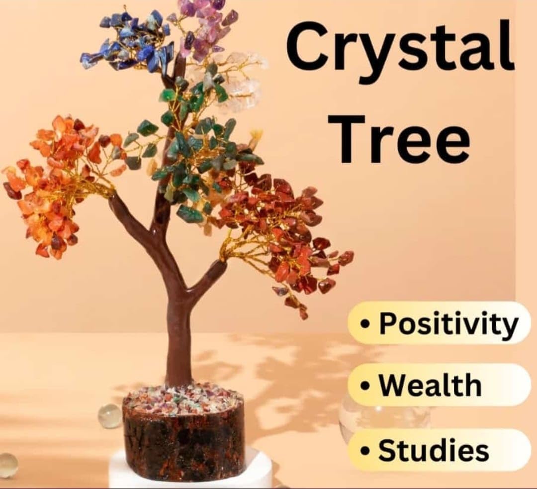 TEJ GIFTS Seven Chakra 150 Beads Healing Crystal Tree A Stunning Gemstone Showpiece for Home & Office Decor, Enhancing Good Luck, Elevating Your Space with Feng Shui Bonsai Beauty