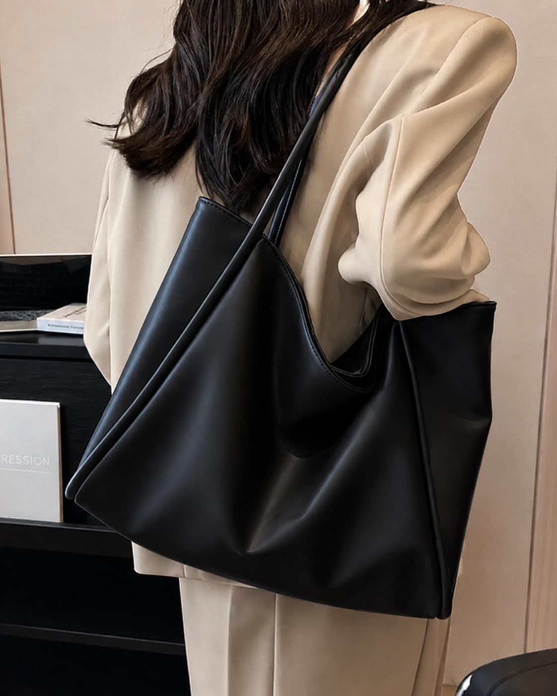 Madak Retail Large Tote Bag for Women | Womens Shoulder Bag for Work, Travel | Office Bag for Women Stylish (Black)