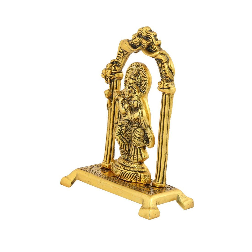 Prince Home Decor & Gifts Radha Krishna Standing Under Mehrab Metal Showpiece – Handcrafted Decorative Idol for Home Temple, Living Room Décor & Auspicious Festive or Wedding Gifting