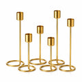 The Arts Box Metal Taper Candle Holder Set of 6 | Gold Decorative Candle Stands for Dining Table, Living Room & Wedding Centerpiece | Modern Tall Candle Holders for Home Decor & Festive Use