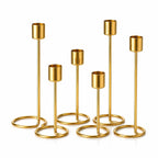 The Arts Box Metal Taper Candle Holder Set of 6 | Gold Decorative Candle Stands for Dining Table, Living Room & Wedding Centerpiece | Modern Tall Candle Holders for Home Decor & Festive Use