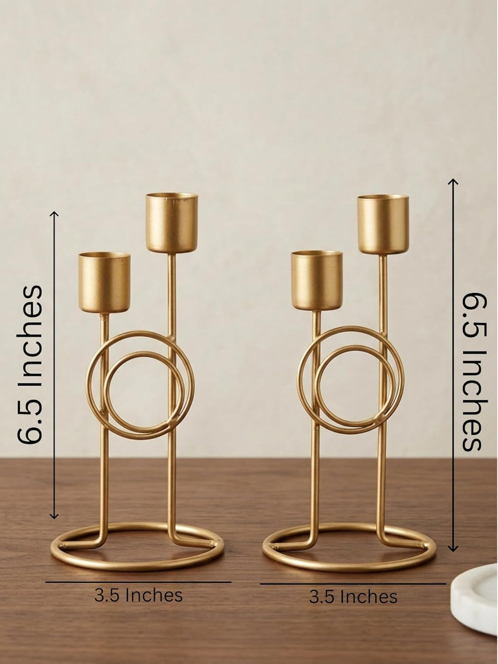 METAL FOUNDRY Set of 2 Candle Holder Set, Candlestick Holders Taper Candle Holder, Gold Metal Candle Stand for Home & Decor Candle Stick Holders.