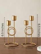METAL FOUNDRY Set of 2 Candle Holder Set, Candlestick Holders Taper Candle Holder, Gold Metal Candle Stand for Home & Decor Candle Stick Holders.