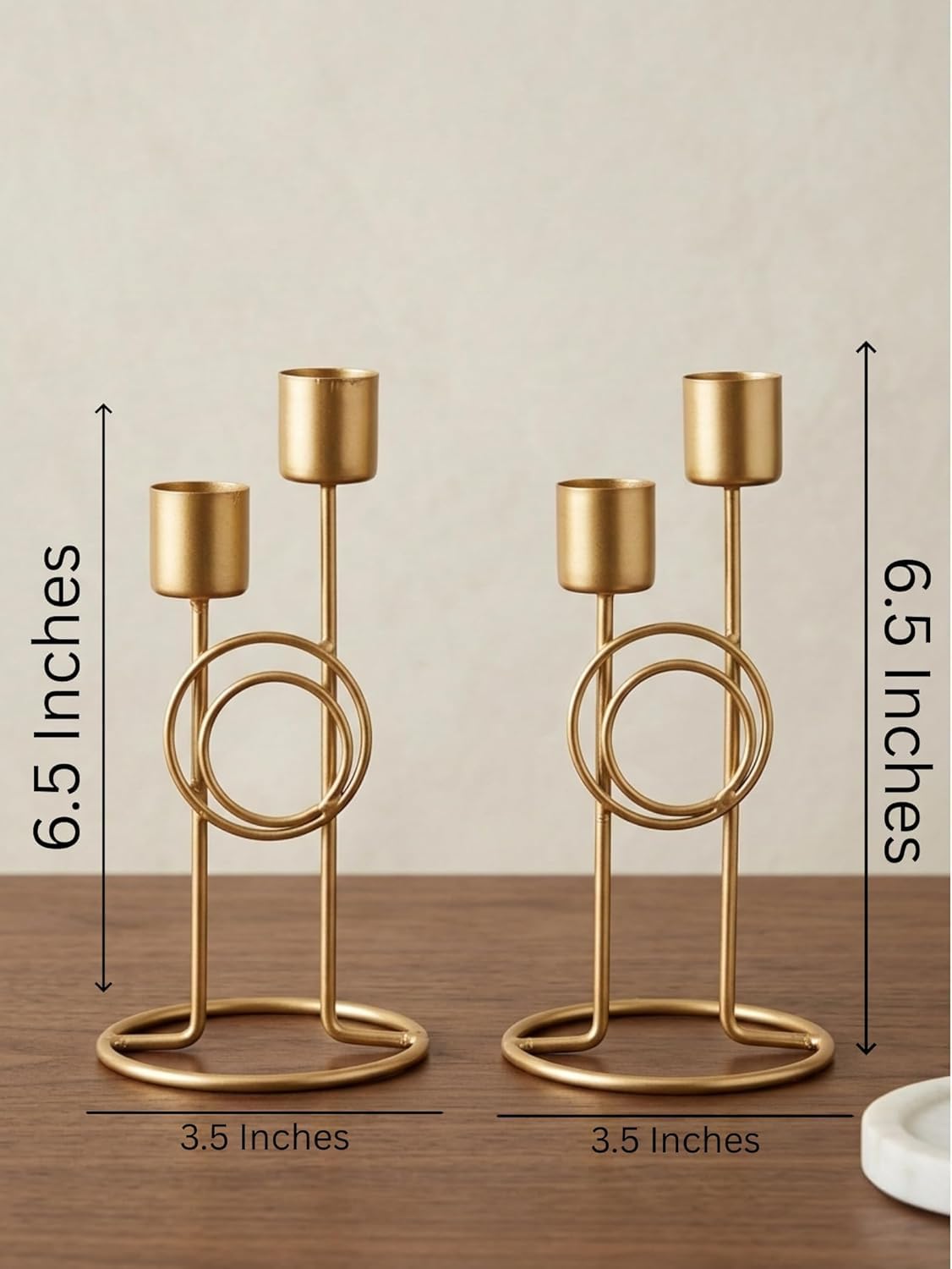 METAL FOUNDRY Set of 2 Candle Holder Set, Candlestick Holders Taper Candle Holder, Gold Metal Candle Stand for Home & Decor Candle Stick Holders.