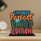 Artvibes Wooden Idols and Figurine I Am Not Perfect Limited Edition Inspirational Quotes Table Decoration for Office Desk | Home Decor Item | Livingroom | Wood Showpiece Gift (Sp_1126N)