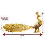 KridayKraft Hand Crafted Metal Duck Wing Shape Tray Perfect for Home Centre Table Serving Dry Fruits (Golden, Pack of 1)