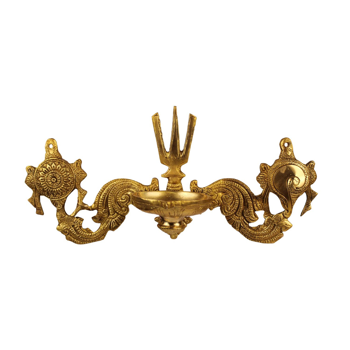 Artvarko Brass Shankh Chakra Namah Tilak Oil Diya Lamp wall Hanging Tirupati Balaji Padmanabha Swami Lord Vishnu Puja Vastu Home Decor