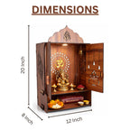 Gloridec Wooden DIY Pooja Temple for Home with Door | Pooja mandir with Door Wall Mounted Temple with LED Light | Home Mandir for Puja Room, Living Room & Office (49 x 30 x 20 CM)