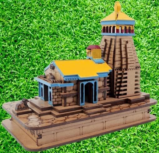 ANI DIVINE Shri Kedarnath Dham Colored Temple Mandir Small with Nandi, Trishul Attached 3D Handmade Temple Home,Temple, cardashboard,Gift