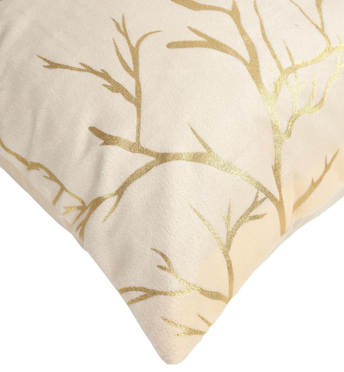 Stuffique Velvet Foil Cushion Covers 24 inch x 24 inch Set of 5, Cream