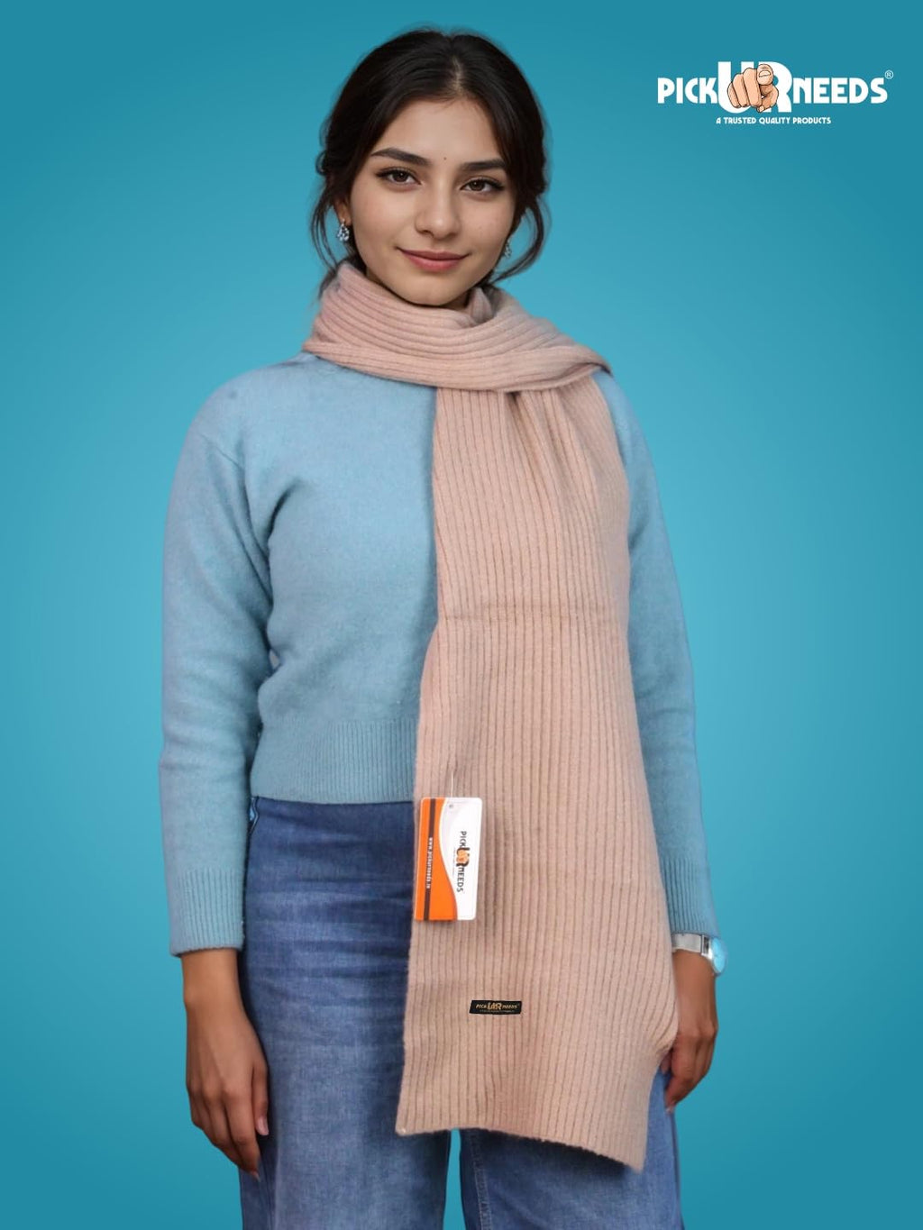 Pick Ur Needs Ultra Soft Ribbed Knit Muffler for Women Warm Winter Woolen Scarf Cozy Lightweight Neck Warmer for Casual & Outdoor Use