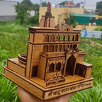 ANI DIVINE Khatu Shyam Mandir Large Beautiful Miniature Wooden 3D Model for Home Temple Car Dashboard Gift