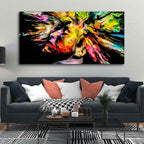 VIBECRAFTS Canvas Paintings for Living Room Drawing Room Colorful Abstract Human Head Canvas Wall Painting Fitted With Wooden Frame For Home | Office | Living Room | Gift (PTVCH_2478)