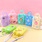 SHAKTISM Silicone Sling Beach Tote Bag with Holes, Adjustable Straps, Cyan, Charms Sling Bags (Cream)
