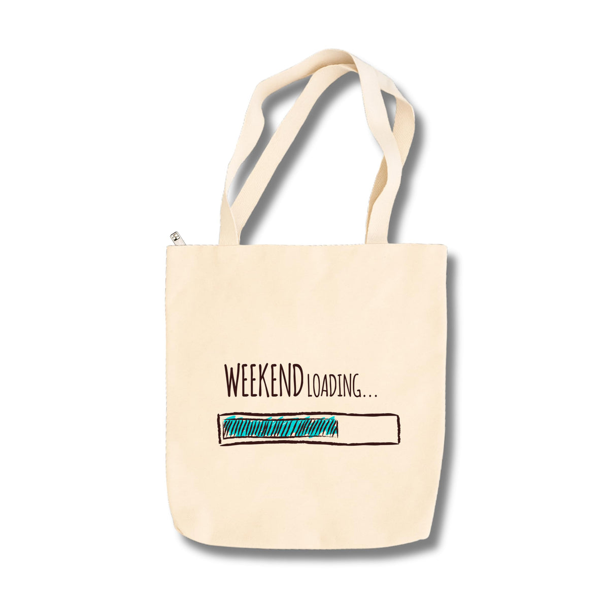 snapiq COTTON 350 GSM Canvas Tote Bag for Women and Girls Thick Fabric with Zipper (Beige, Weekend Loading)
