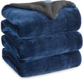 Goyal's Ultra Soft Flannel Sherpa Blanket for AC Room, Mild & Heavy Winter Use | Single Bed Reversible Plush 500GSM Blanket 55 x 90 Inches | Thick Warm Cozy Dual Layer Microfibre Throw - Navy & Grey Kafalo